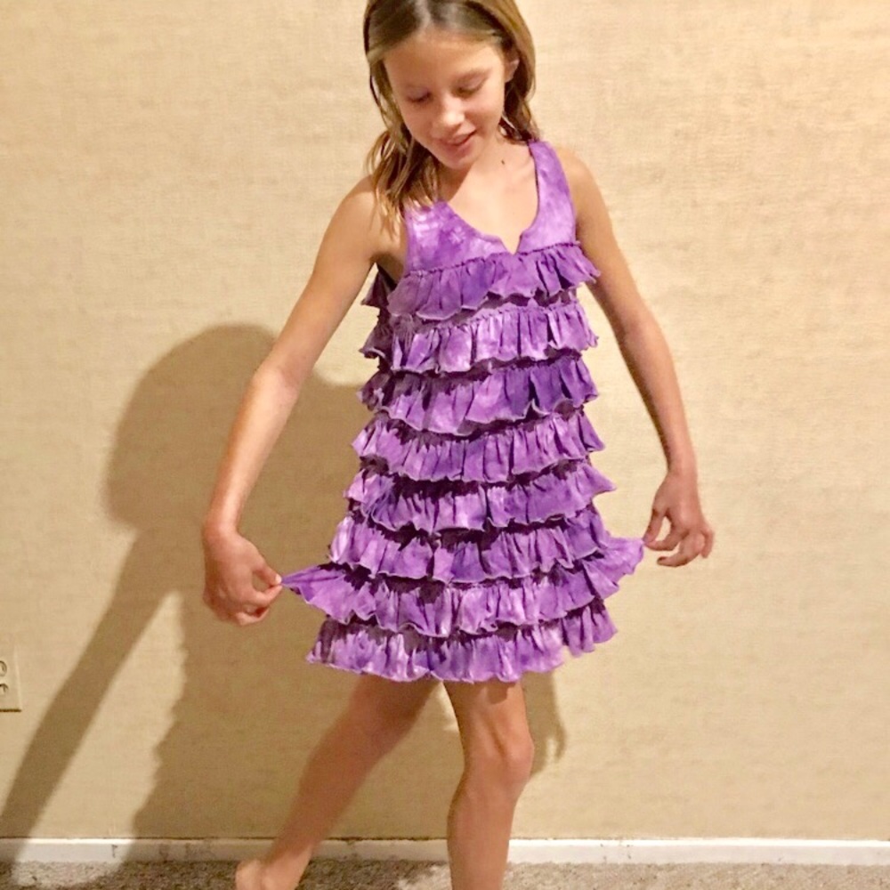Purple Tie Dye Ruffled Dress